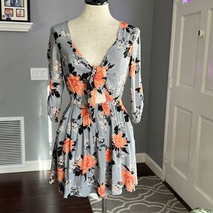 Free People Open Front Tie Floral Print Minidress